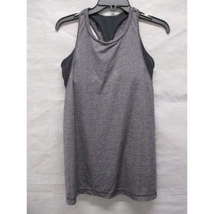 Lululemon Athletica Tank Women 8 Gray Black Extra Mile Built In Bra Ladies Flowy